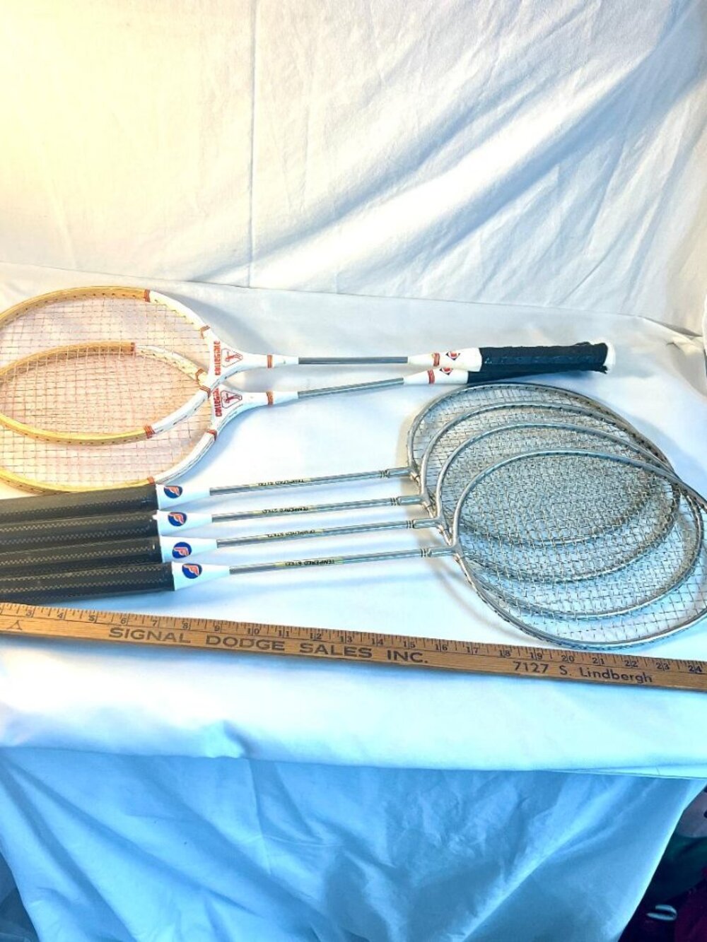 Vintage Lot of 6 Racquets - Collegiate Wood & Tempered Steel Badminton -B4